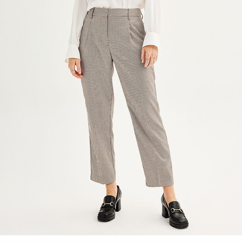 NWT Nine West Mini Houndsrooth Taupe Pants size 18